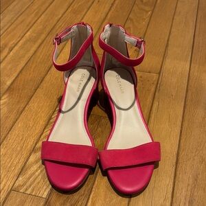 Cole Haan Pink Sandals w Ankle Strap and Block Heel 7 - worn indoors only